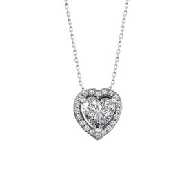 Swarovski Taşlı Kalpli 925 Ayar Gümüş Kolye