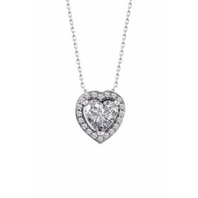 Swarovski Taşlı Kalpli 925 Ayar Gümüş Kolye