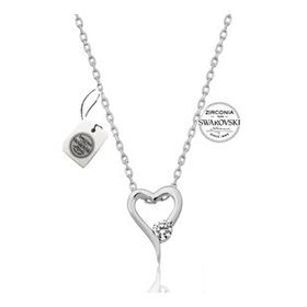 Swarovski Taşlı Kalpli 925 Ayar Gümüş Kolye