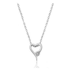 Swarovski Taşlı Kalpli 925 Ayar Gümüş Kolye