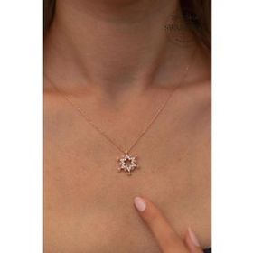Swarovski Taşlı Kar Tanesi Model Rose Kaplama Zirconia Gümüş Kolye