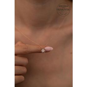 Swarovski Taşlı Kar Tanesi Model Rose Kaplama Zirconia Gümüş Kolye