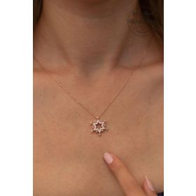 Swarovski Taşlı Kar Tanesi Model Rose Kaplama Zirconia Gümüş Kolye
