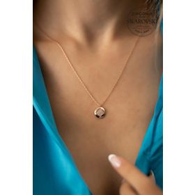 Swarovski Taşlı Kare Model Rose Kaplama Zirconia Gümüş Kolye