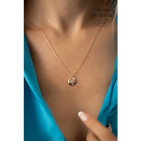 Swarovski Taşlı Kare Model Rose Kaplama Zirconia Gümüş Kolye