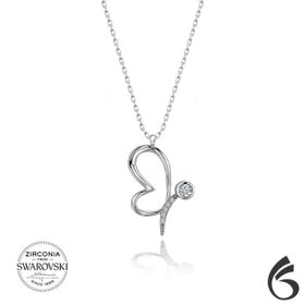 Swarovski Taşlı Kelebek 925 Ayar Gümüş Kolye