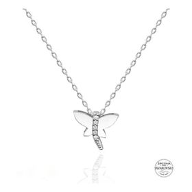 Swarovski Taşlı Kelebek 925 Ayar Gümüş Kolye