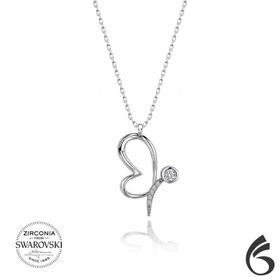 Swarovski Taşlı Kelebek 925 Ayar Gümüş Kolye