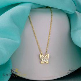 Swarovski Taşlı Kelebek 925 Ayar Gümüş Kolye