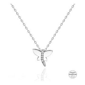 Swarovski Taşlı Kelebek 925 Ayar Gümüş Kolye