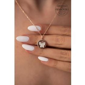Swarovski Taşlı Kelebek Model Rose Kaplama Zirconia Gümüş Kolye