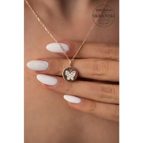Swarovski Taşlı Kelebek Model Rose Kaplama Zirconia Gümüş Kolye