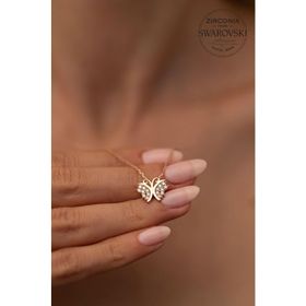 Swarovski Taşlı Kelebek Model Rose Kaplama Zirconia Gümüş Kolye