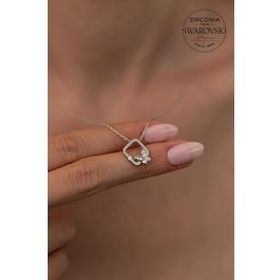 Swarovski Taşlı Kelebek Model Zirconia Gümüş Kolye