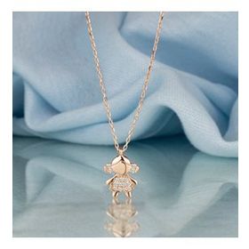 Swarovski Taşli Kiz Çocuk Figürü 925 Ayar Gümüş Kolye