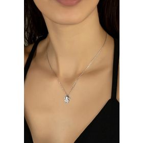 Swarovski Taşli Kiz Çocuk Figürü 925 Ayar Gümüş Kolye