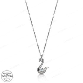 Swarovski Taşlı Kuğu 925 Ayar Gümüş Kolye
