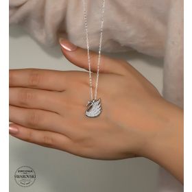 Swarovski Taşlı Kuğu 925 Ayar Gümüş Kolye