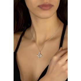 Swarovski Taşlı Kutup Yıldızı 925 Ayar Gümüş Kolye