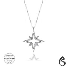 Swarovski Taşlı Kutup Yıldızı 925 Ayar Gümüş Kolye