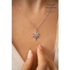 Swarovski Taşlı Kutup Yıldızı Model 925 Ayar Gümüş Kolye