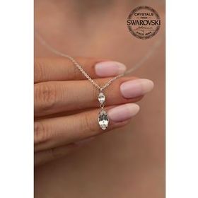 Swarovski Taşlı Mekik Model Crystal Gümüş Kolye