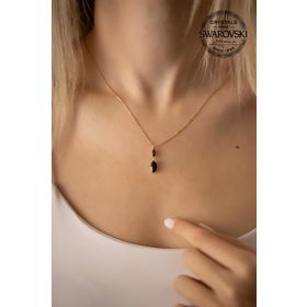 Swarovski Taşlı Mekik Model Rose Kaplama Crystal Gümüş Kolye