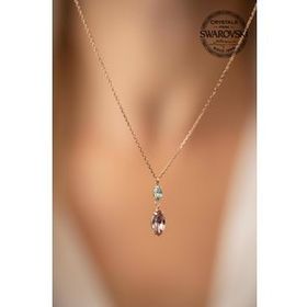 Swarovski Taşlı Mekik Model Rose Kaplama Crystal Gümüş Kolye
