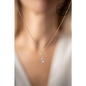 Swarovski Taşlı Mekik Model Rose Kaplama Crystal Gümüş Kolye