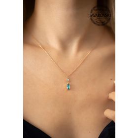 Swarovski Taşlı Mekik Model Rose Kaplama Crystal Gümüş Kolye
