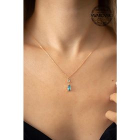 Swarovski Taşlı Mekik Model Rose Kaplama Crystal Gümüş Kolye