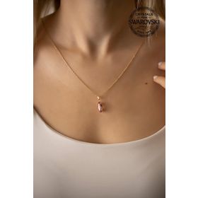 Swarovski Taşlı Mekik Model Rose Kaplama Crystal Gümüş Kolye