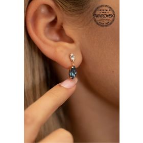 Swarovski Taşlı Mekik Model Rose Kaplama Gümüş Crystal Küpe
