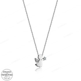 Swarovski Taşlı Melek 925 Ayar Gümüş Kolye