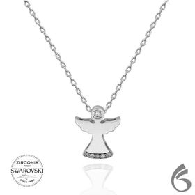 Swarovski Taşlı Melek 925 Ayar Gümüş Kolye