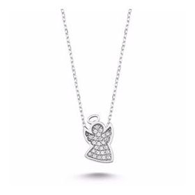 Swarovski Taşlı Melek 925 Ayar Gümüş Kolye