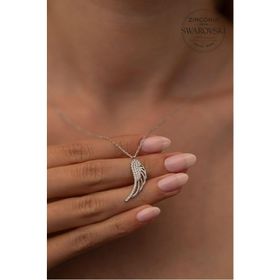Swarovski Taşlı Melek Kanadı Model Zirconia Gümüş Kolye