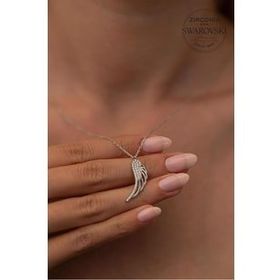 Swarovski Taşlı Melek Kanadı Model Zirconia Gümüş Kolye