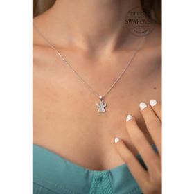 Swarovski Taşlı Melek Model Zirconia Gümüş Kolye
