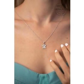 Swarovski Taşlı Melek Model Zirconia Gümüş Kolye