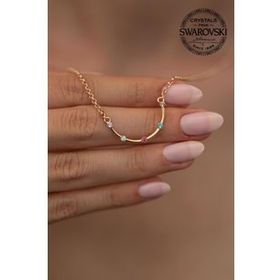 Swarovski Taşlı Mix Model Rose Kaplama Crystal Gümüş Kolye