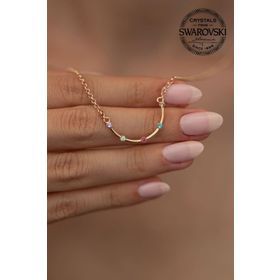 Swarovski Taşlı Mix Model Rose Kaplama Crystal Gümüş Kolye
