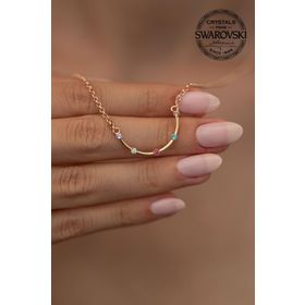 Swarovski Taşlı Mix Model Rose Kaplama Crystal Gümüş Kolye
