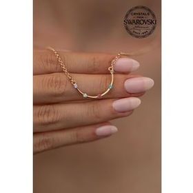 Swarovski Taşlı Mix Model Rose Kaplama Crystal Gümüş Kolye