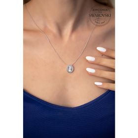 Swarovski Taşlı Oval Model Kristal Kesim Zirconia Gümüş Kolye