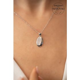 Swarovski Taşlı Oval Model Zirconia Gümüş Kolye