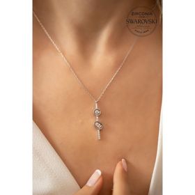 Swarovski Taşlı Oval ve Halka Model Zirconia Gümüş Kolye