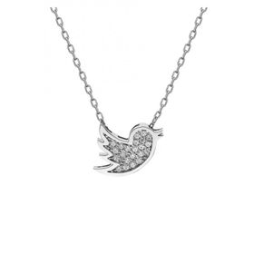 Swarovski Taşlı Serçe Kuşu 925 Ayar Gümüş Kolye