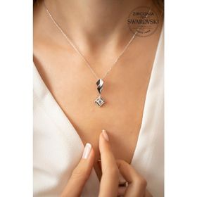 Swarovski Taşlı Şimşek Model Zirconia Gümüş Kolye
