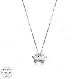Swarovski Taşlı Taç 925 Ayar Gümüş Kolye